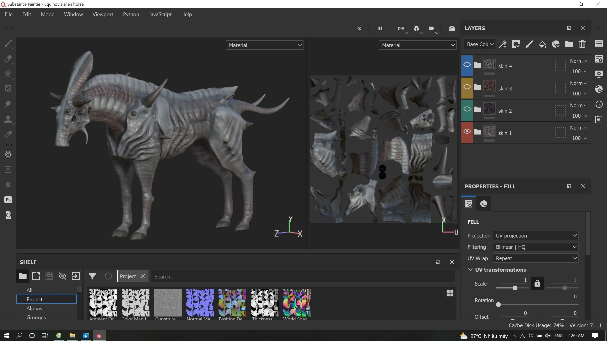 Alien horse creature Low-poly 3D model_23