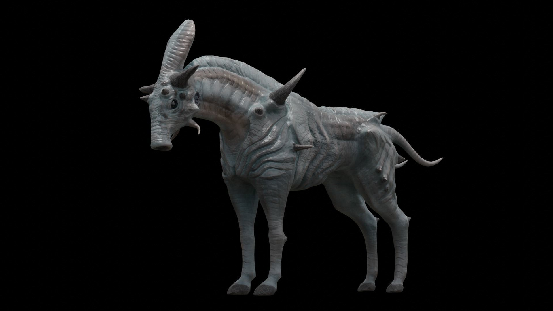 Alien horse creature Low-poly 3D model_16