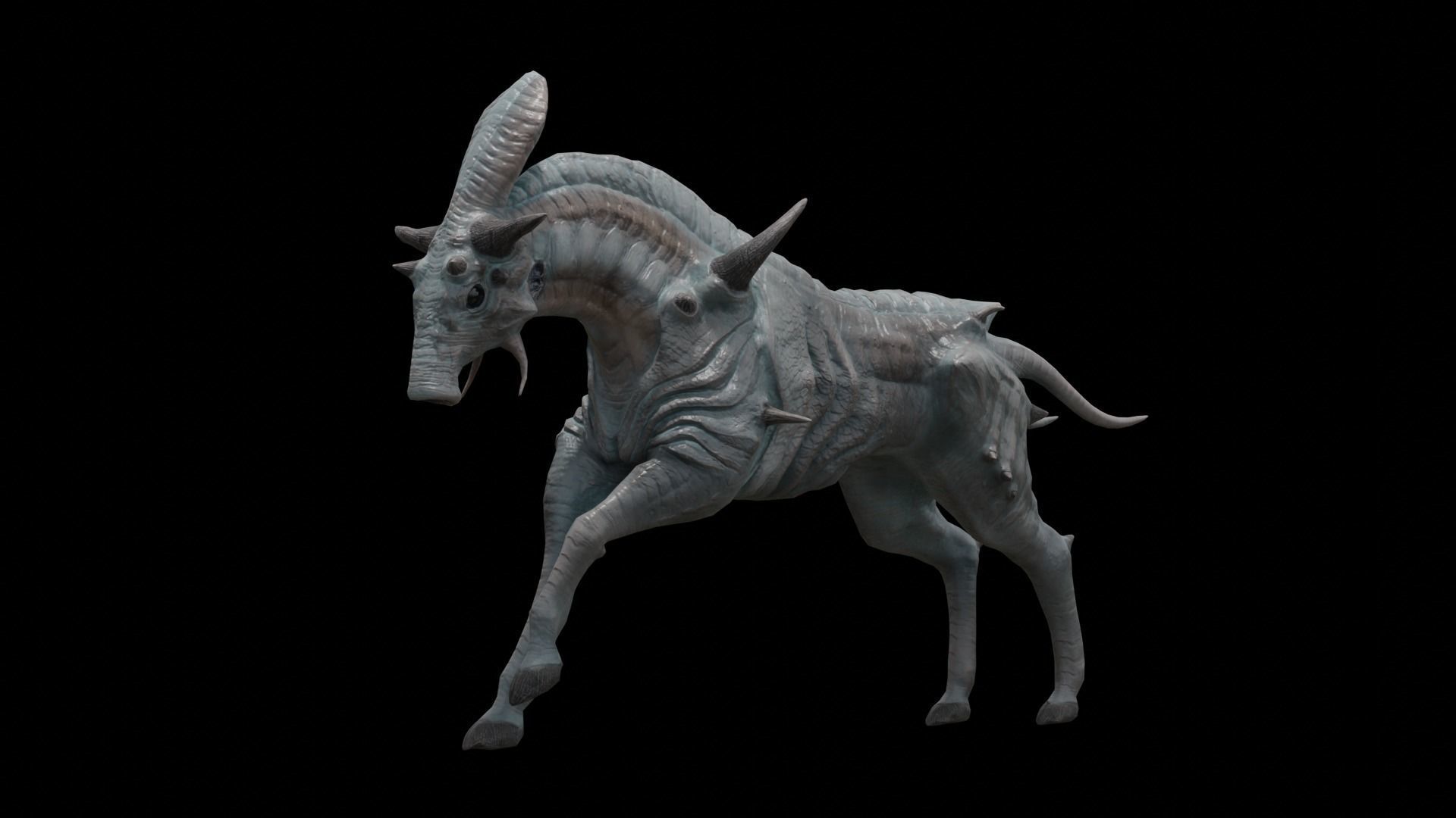 Alien horse creature Low-poly 3D model_4