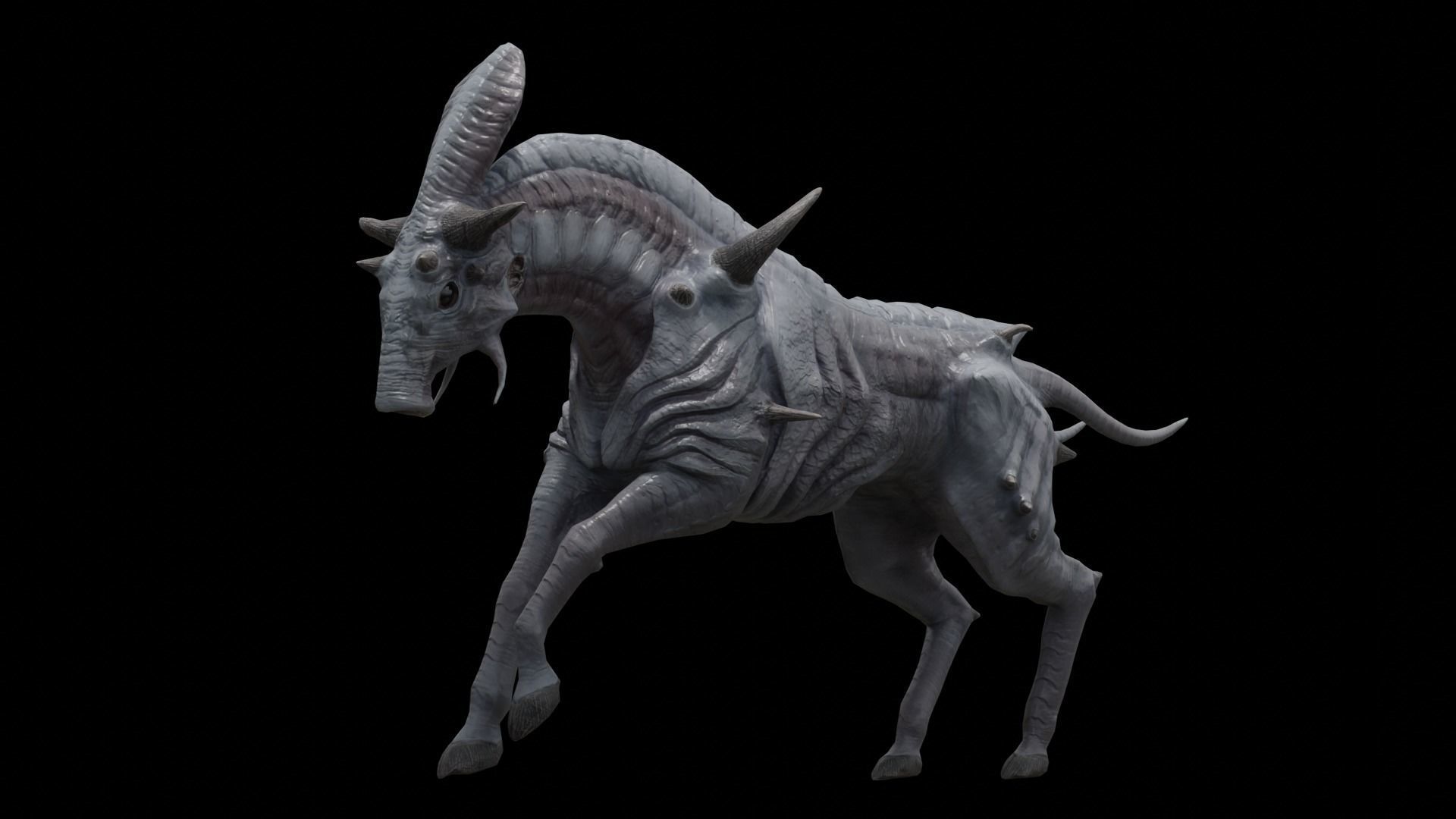 Alien horse creature Low-poly 3D model_3