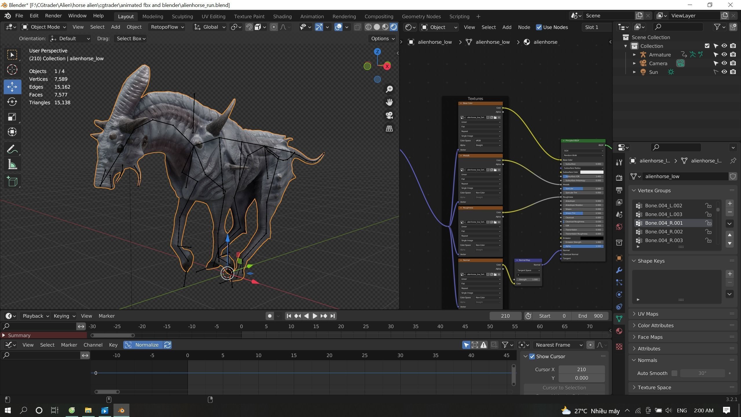 Alien horse creature Low-poly 3D model_27