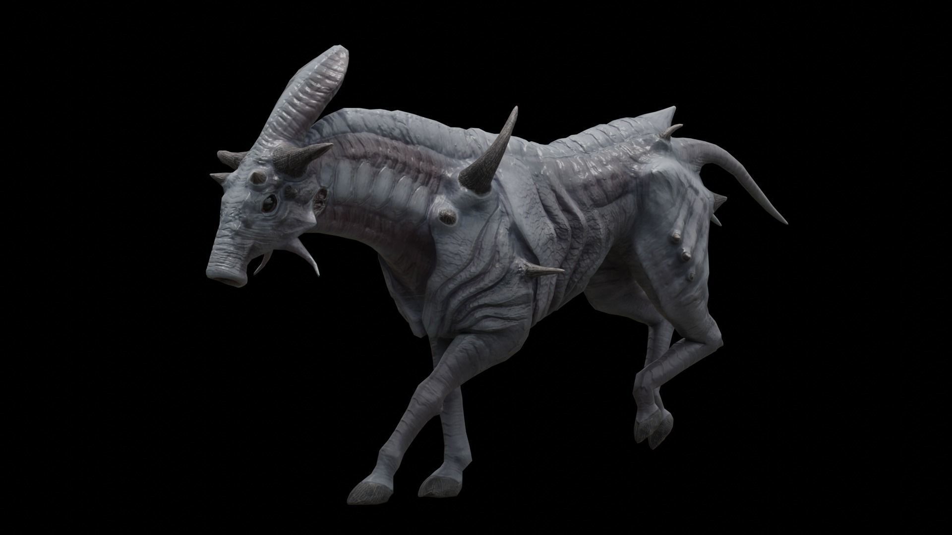 Alien horse creature Low-poly 3D model_7
