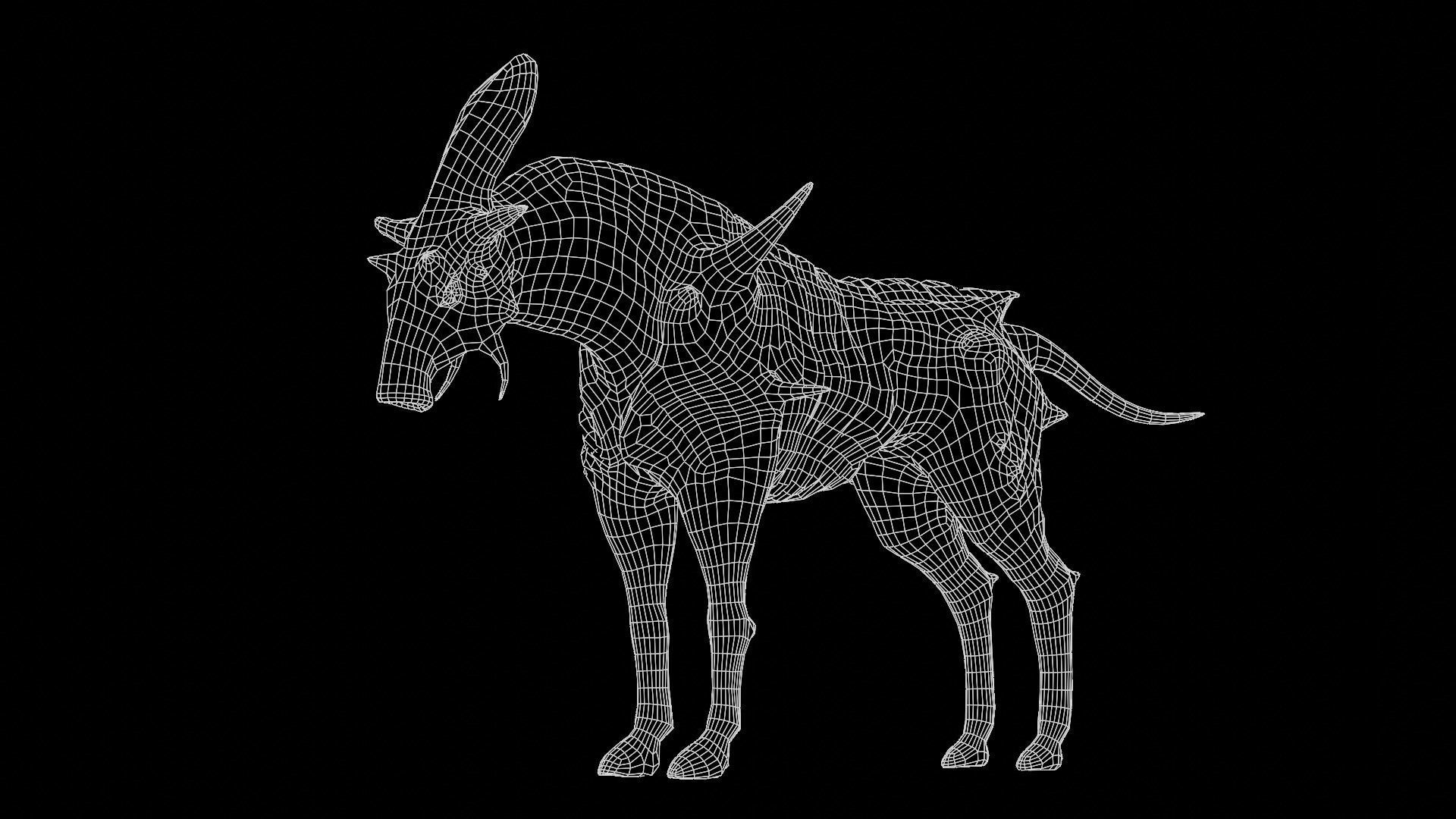 Alien horse creature Low-poly 3D model_29