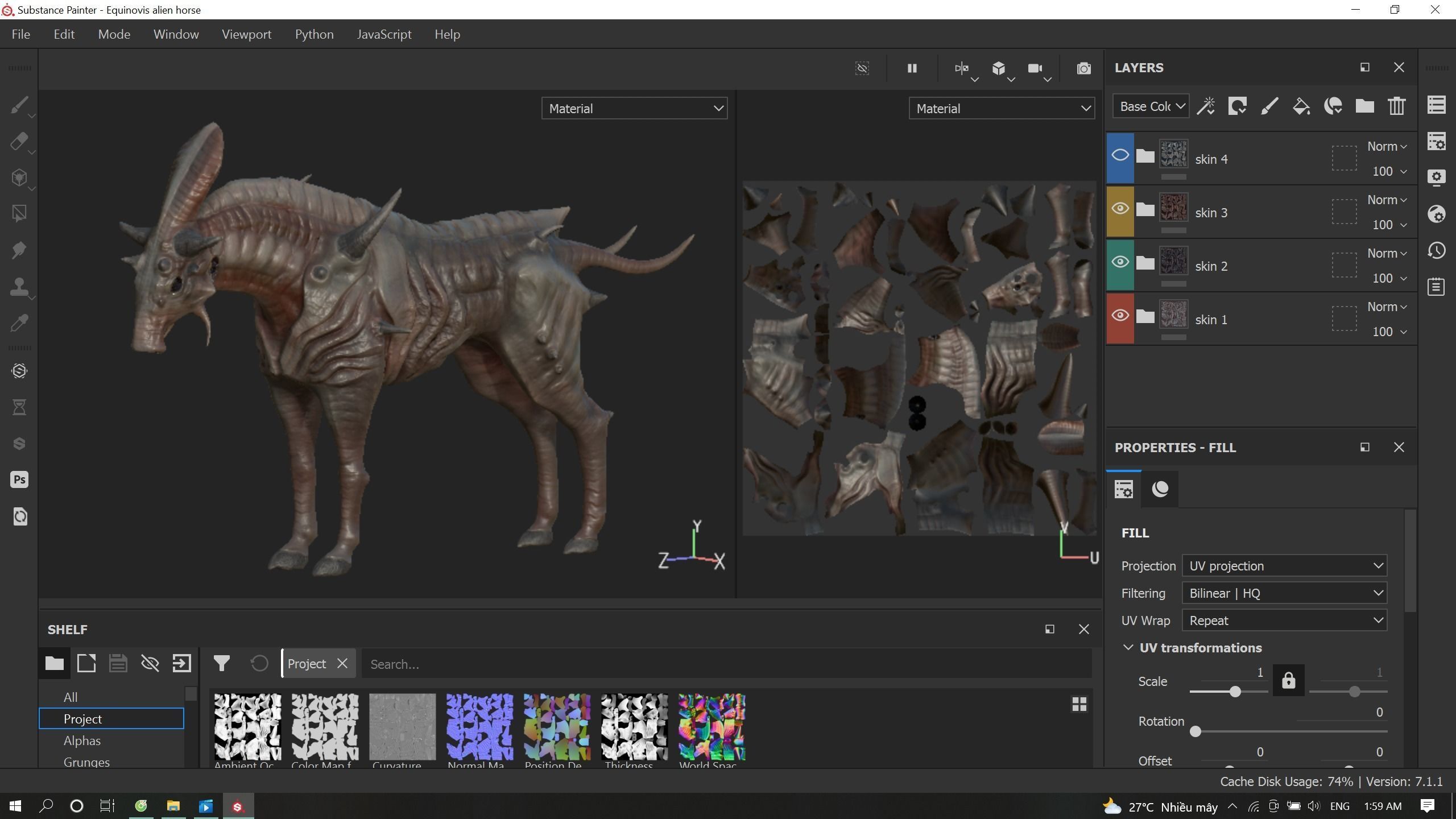 Alien horse creature Low-poly 3D model_25