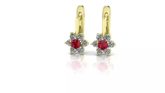 Diamonds Flower Earrings  3D print model