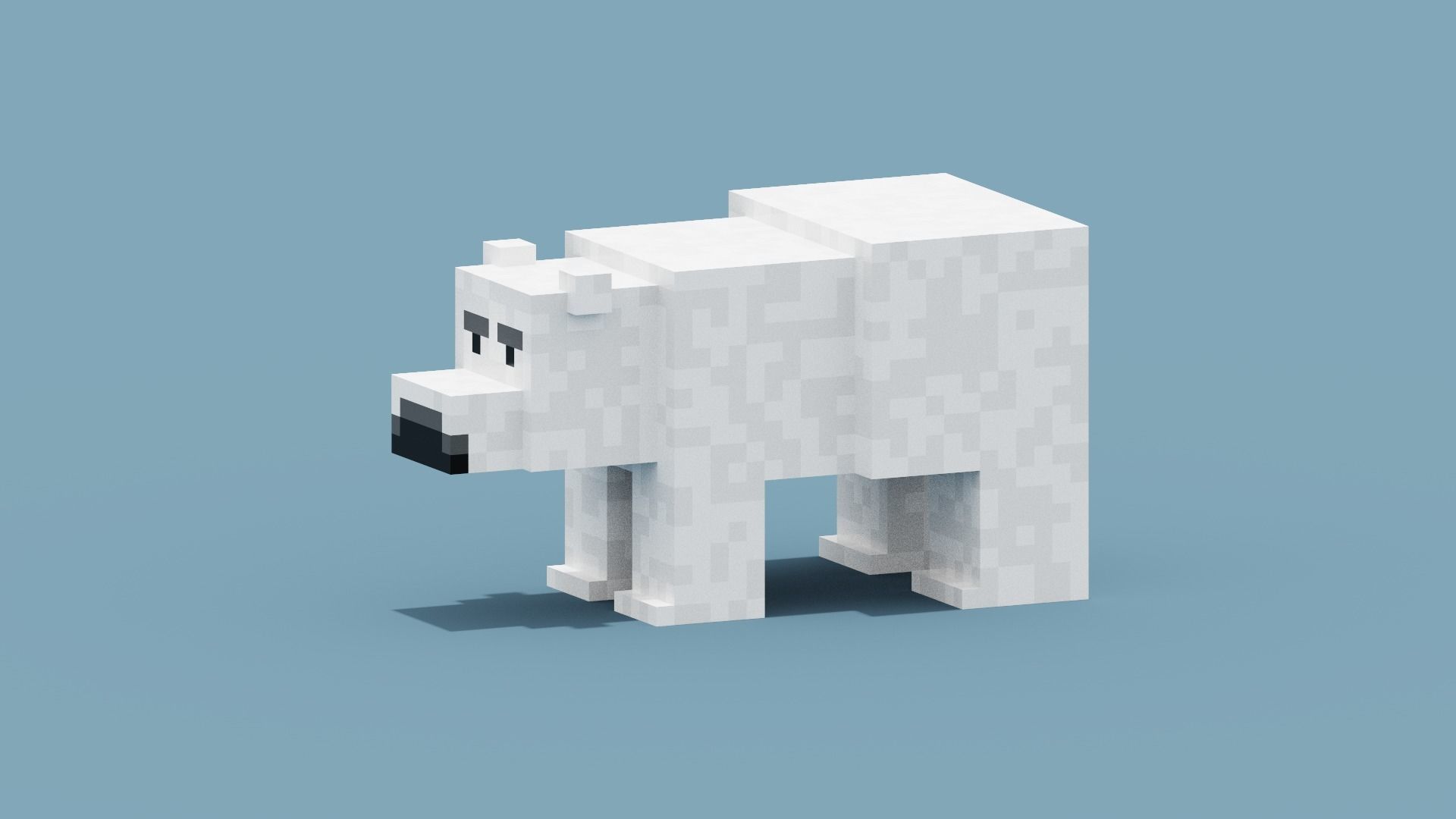 Voxel Polar Bear Low-poly 3D model_1