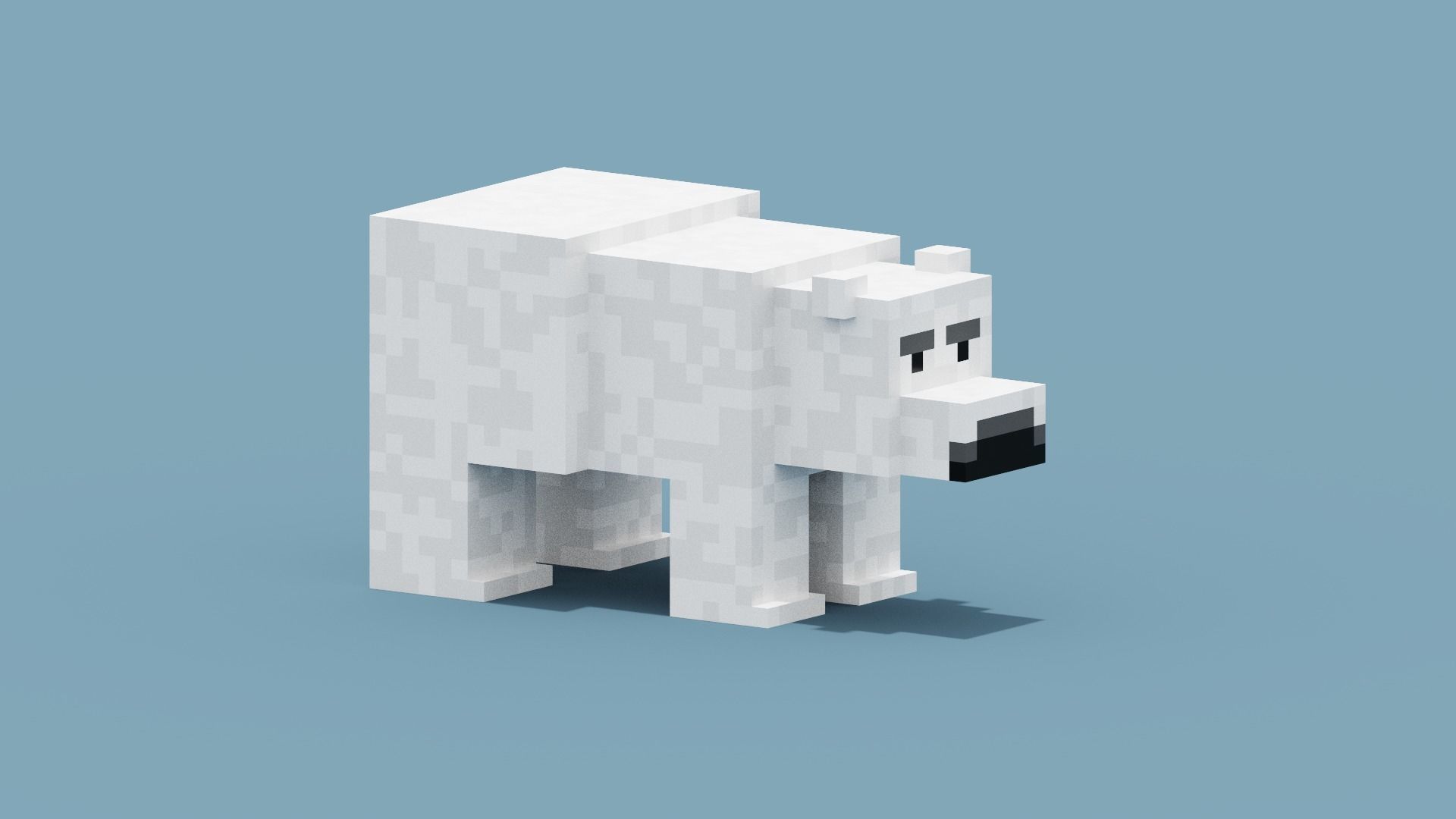 Voxel Polar Bear Low-poly 3D model_9