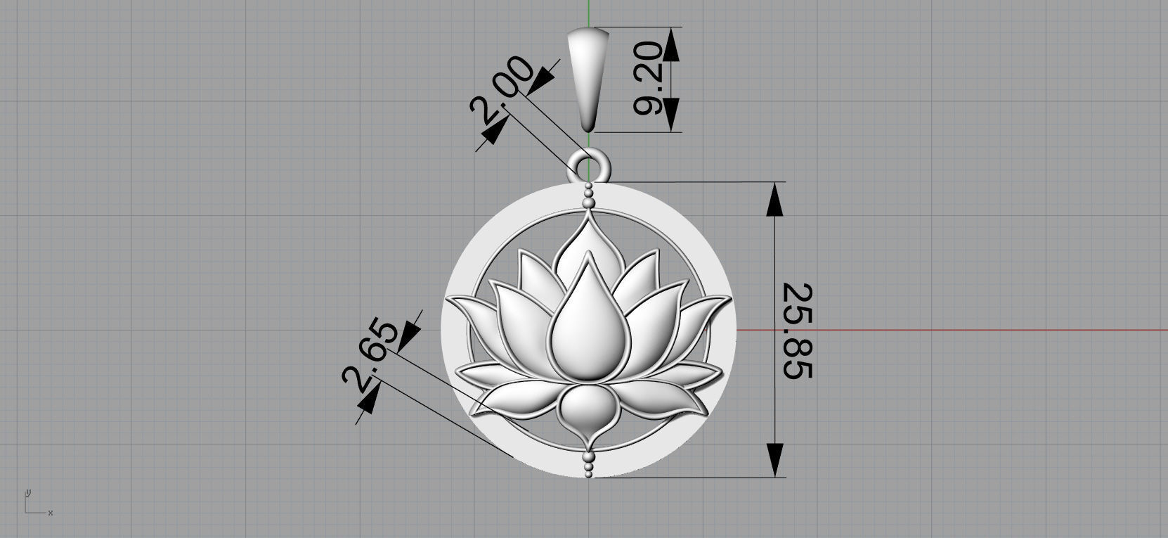 Lotus Pendant 3D Model for printing 3D print model_15