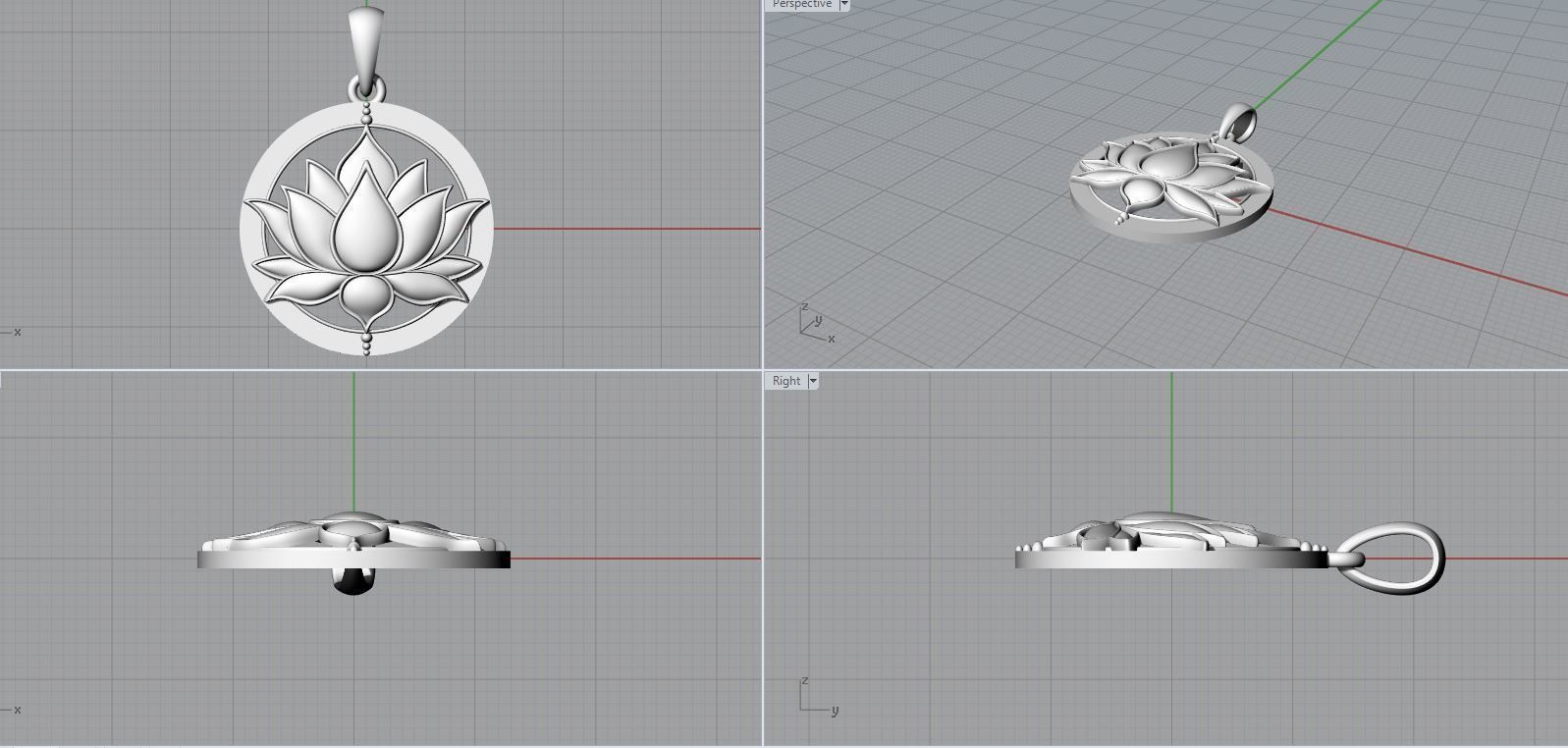 Lotus Pendant 3D Model for printing 3D print model_22