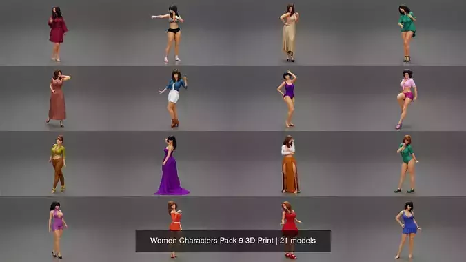 Women Characters Pack 9 3D Print 3D Model Collection