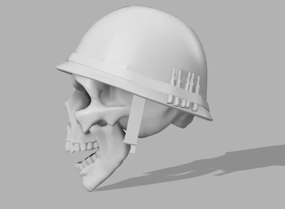 skull with military helmet 3D print model