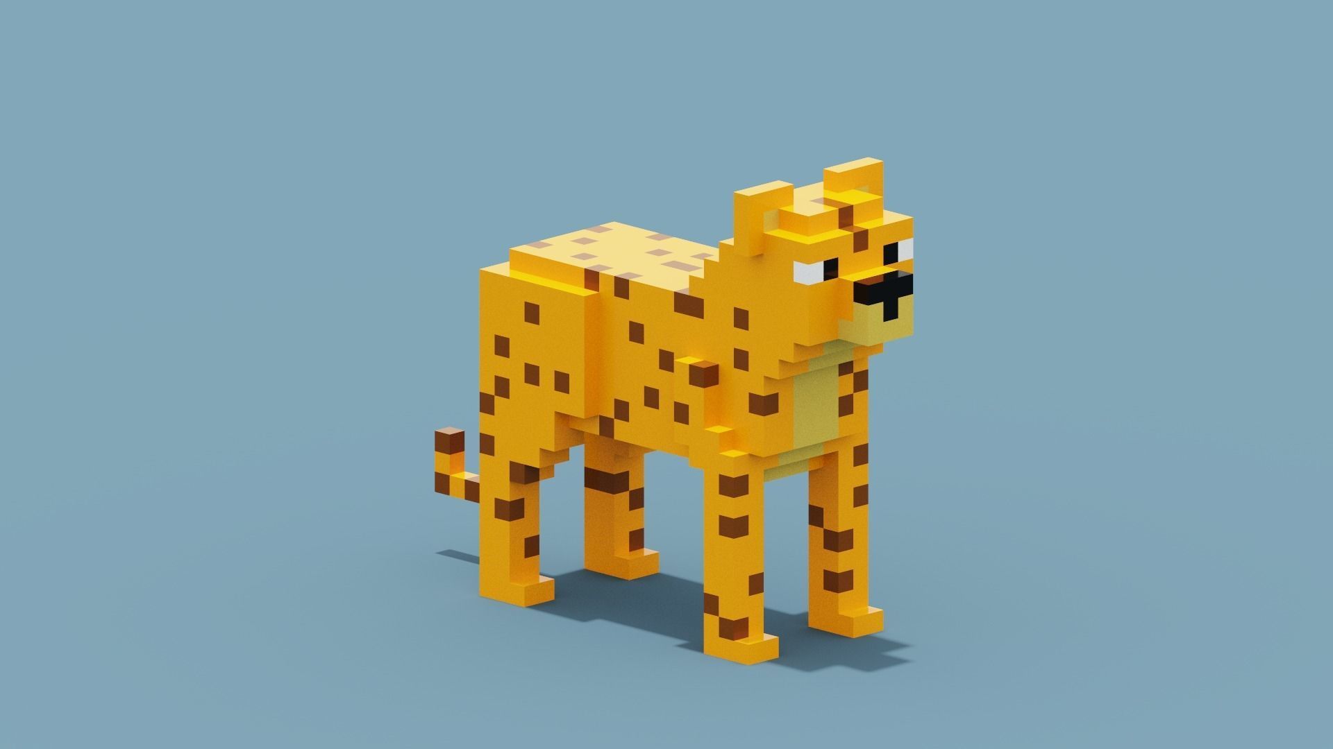Voxel Cheetah Low-poly 3D model_9