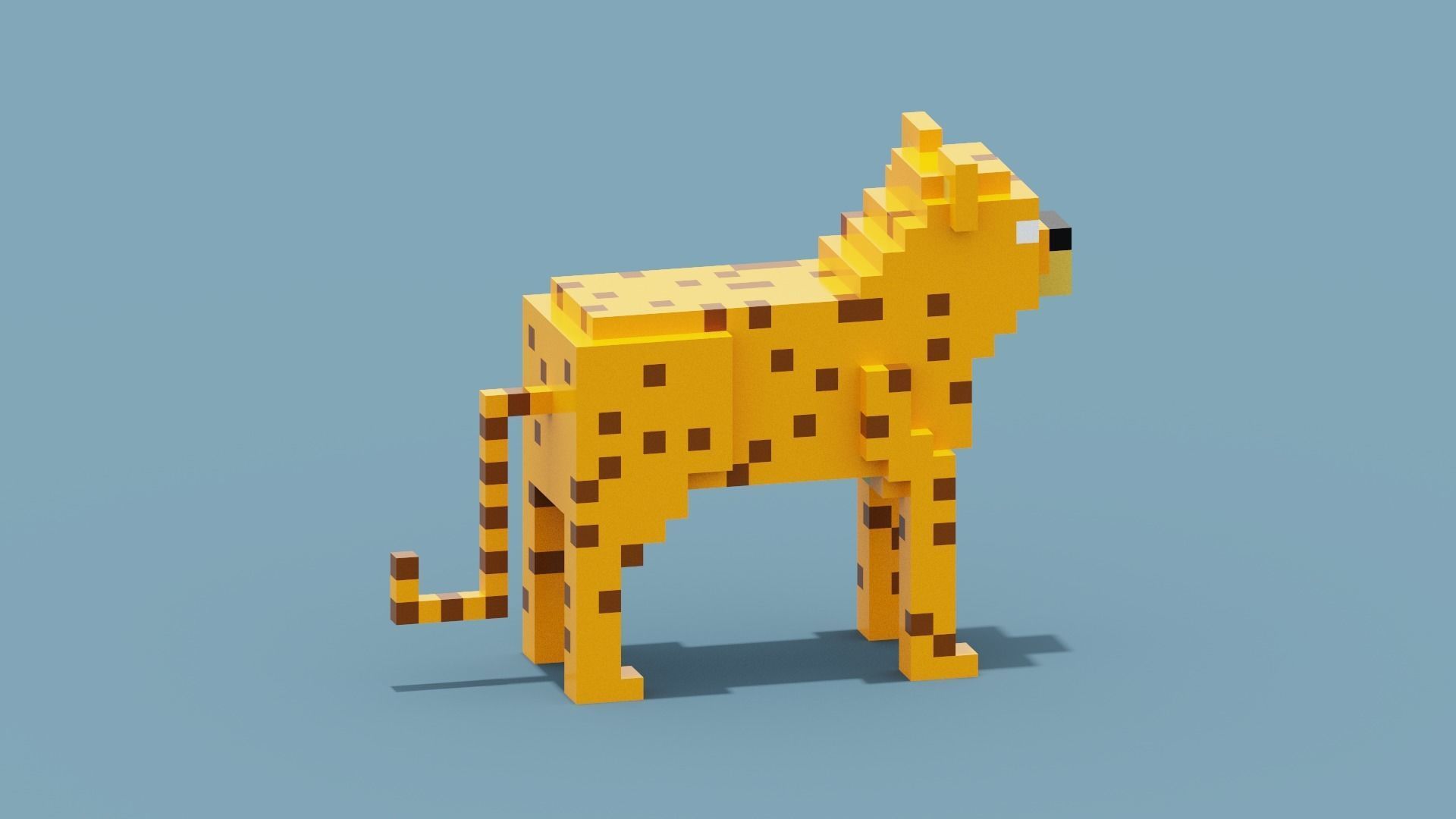 Voxel Cheetah Low-poly 3D model_7