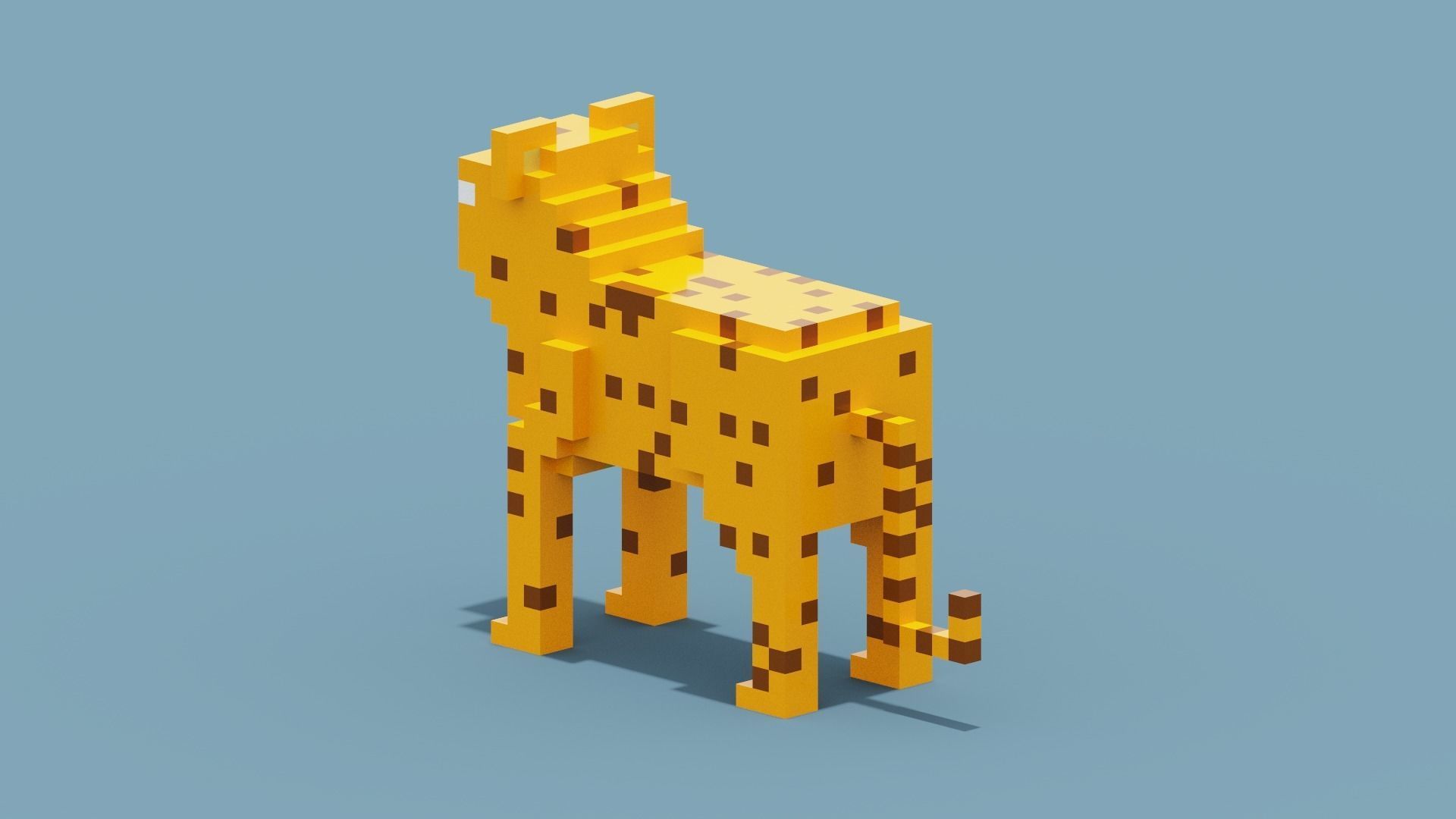 Voxel Cheetah Low-poly 3D model_3
