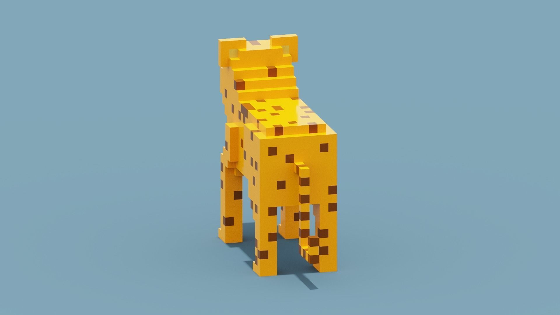 Voxel Cheetah Low-poly 3D model_4