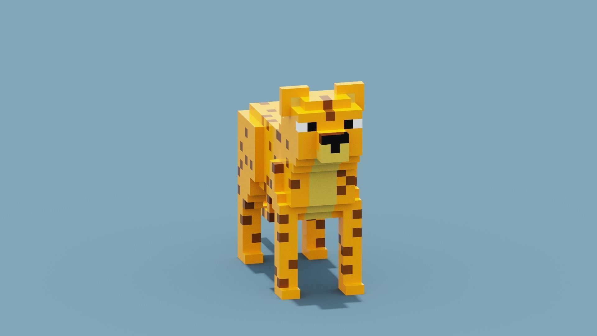 Voxel Cheetah Low-poly 3D model_10