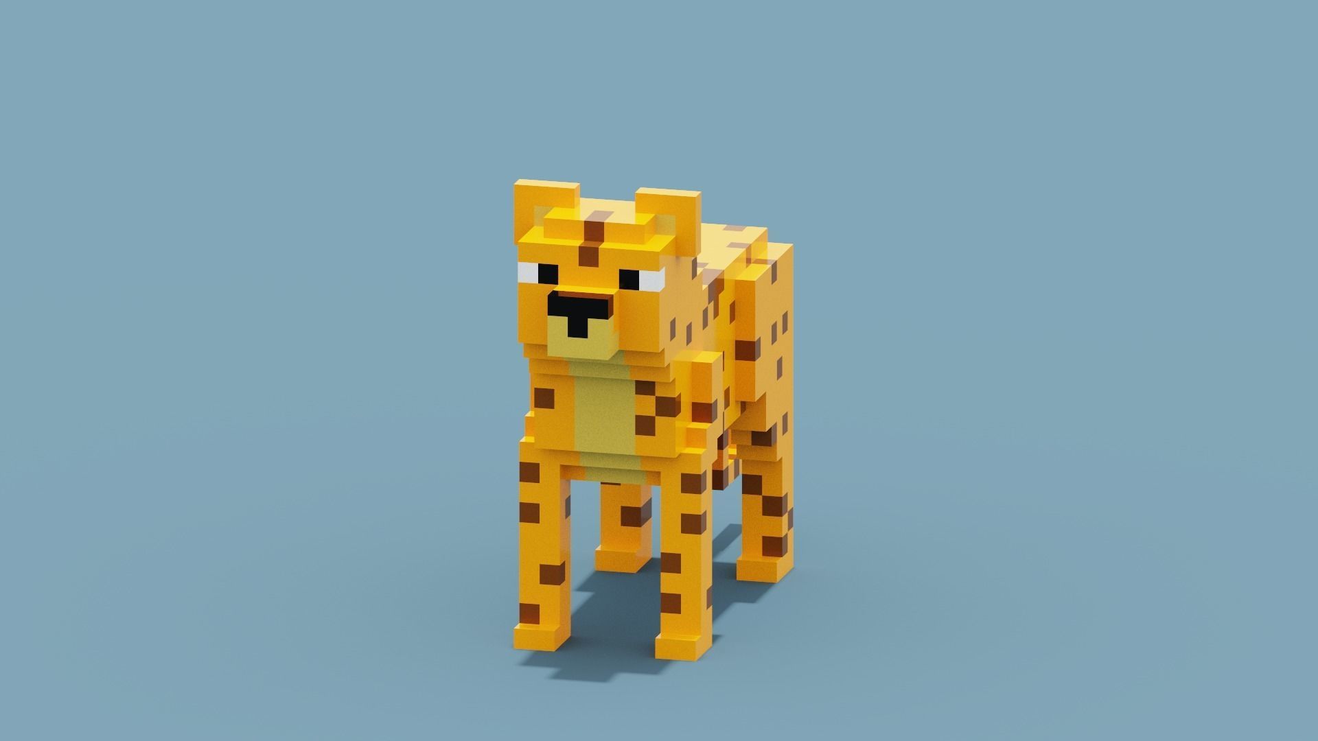 Voxel Cheetah Low-poly 3D model_11