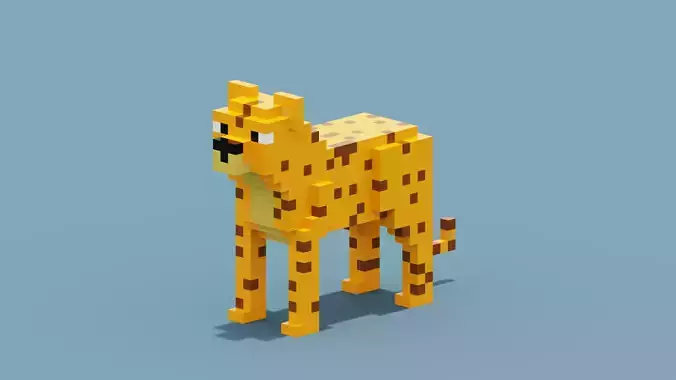 Voxel Cheetah Low-poly 3D model