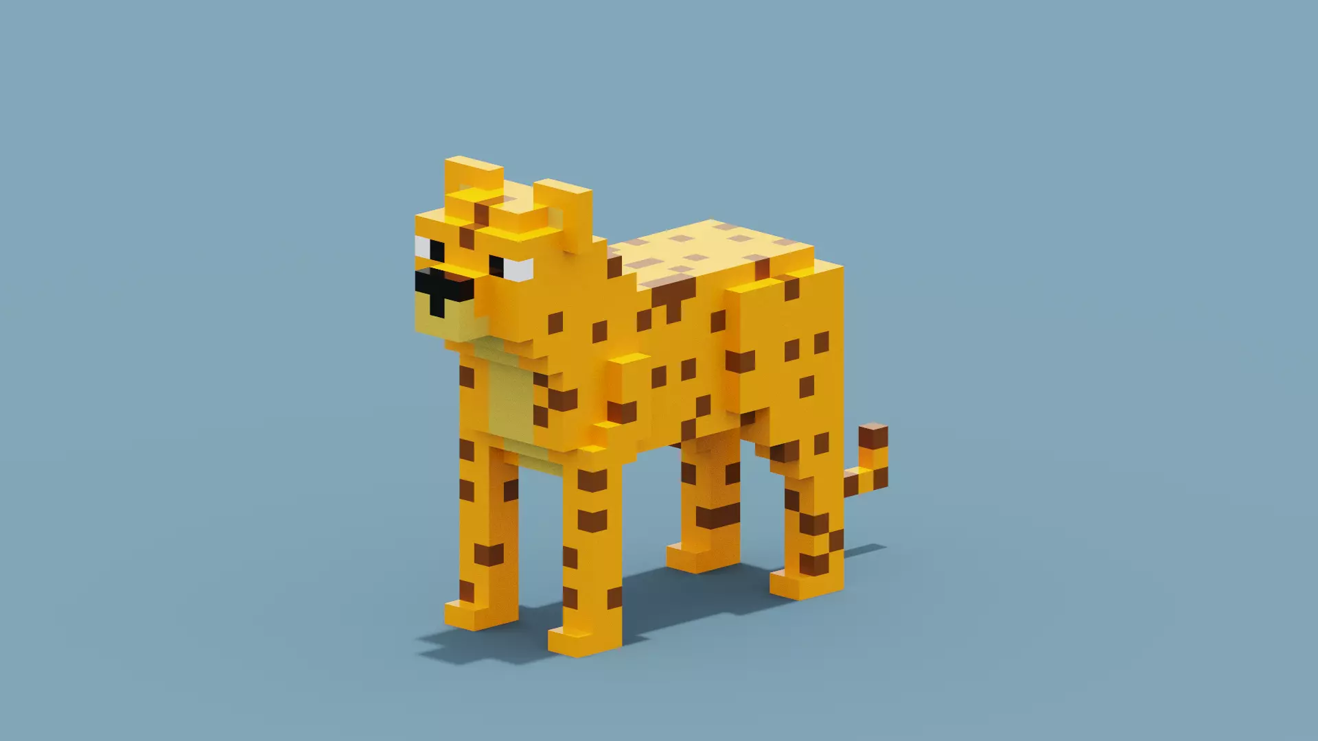 Voxel Cheetah Low-poly 3D model_0