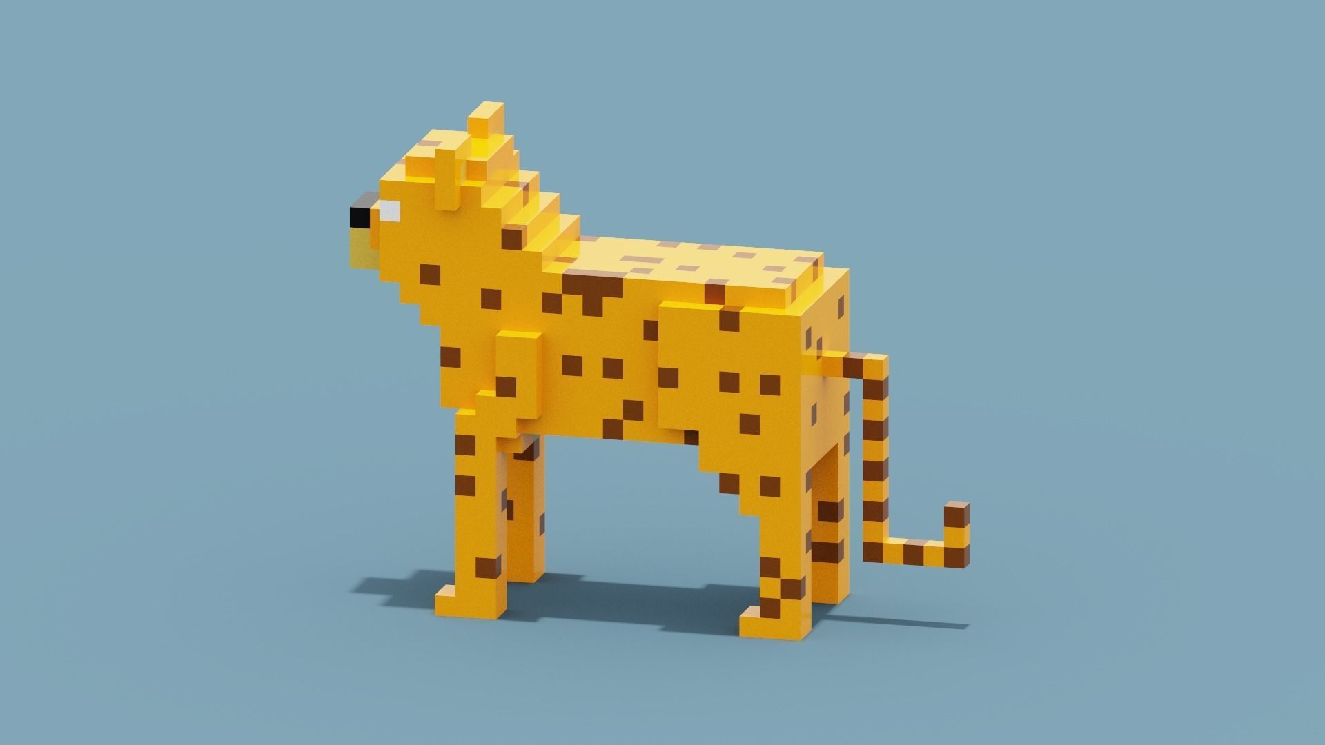 Voxel Cheetah Low-poly 3D model_2