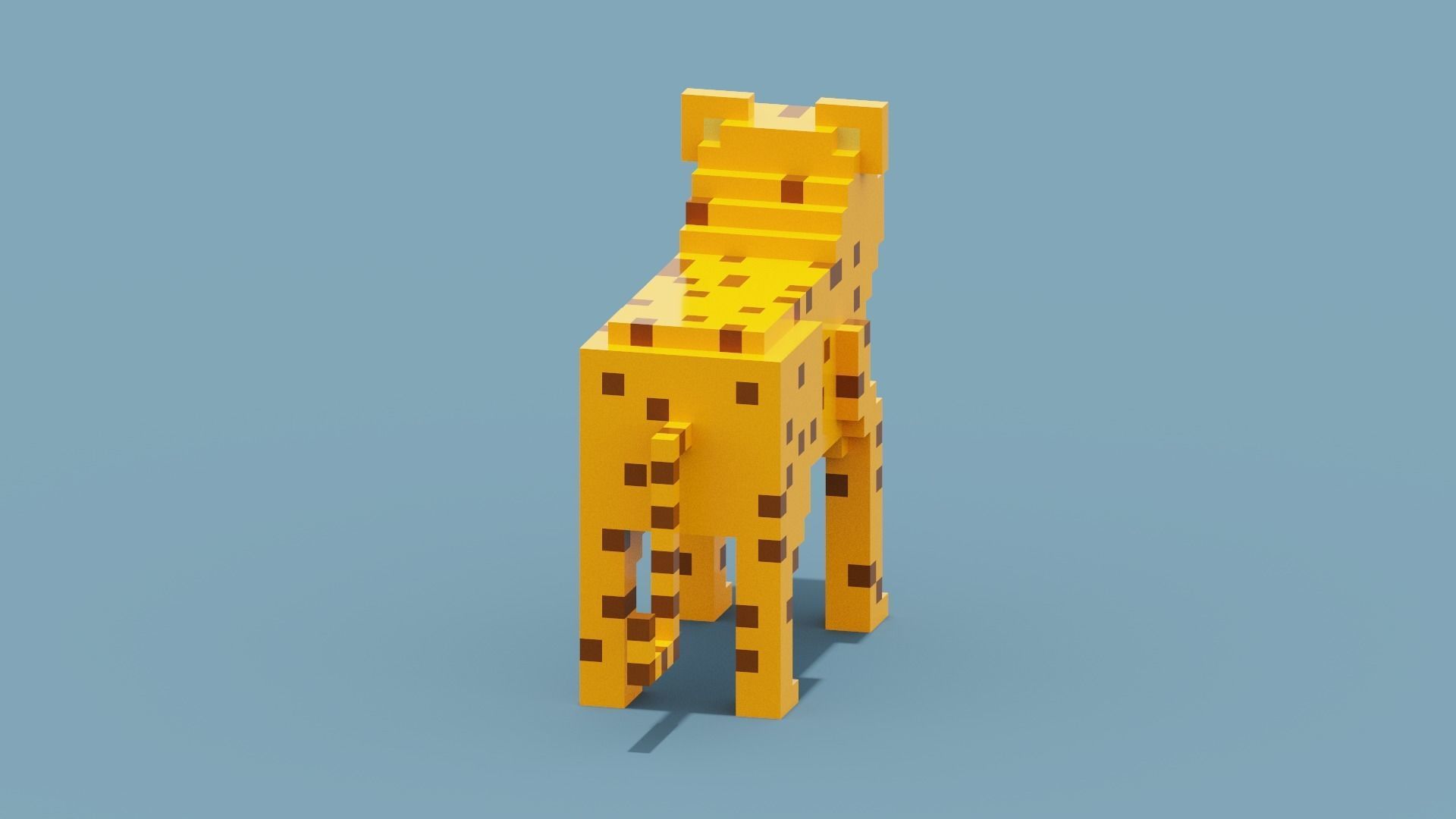 Voxel Cheetah Low-poly 3D model_5