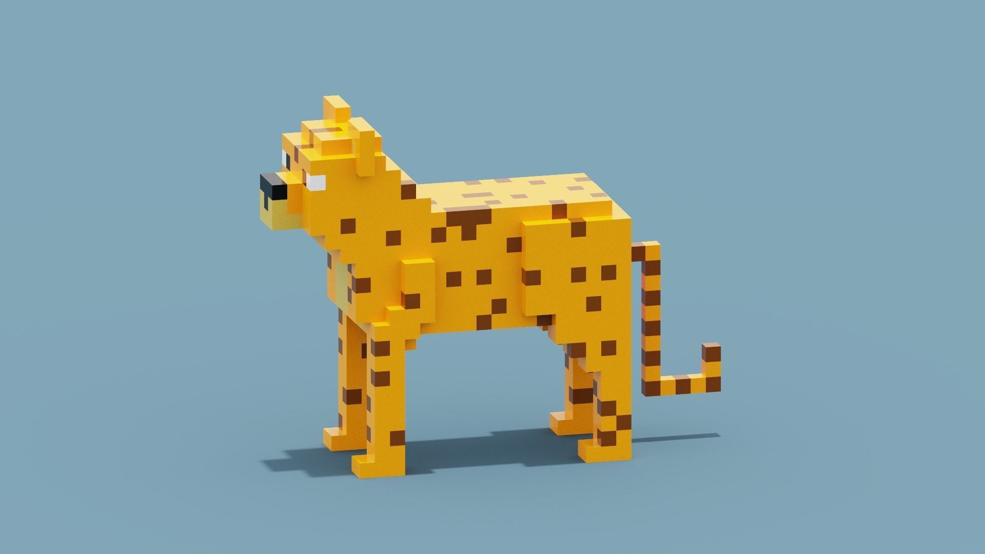 Voxel Cheetah Low-poly 3D model_1