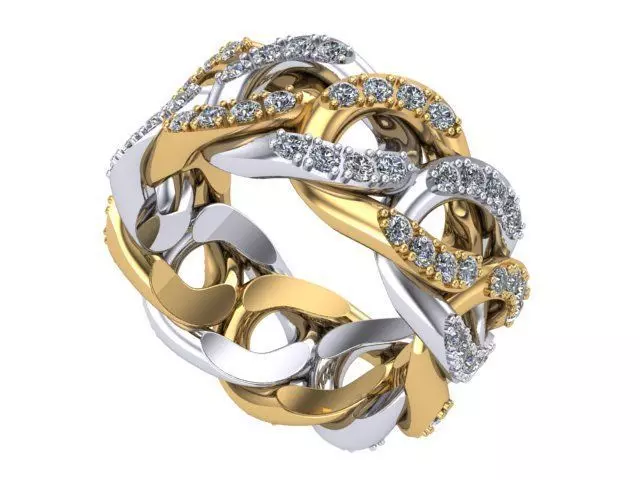 Gold and Silver Diamond linked Band 3D print model