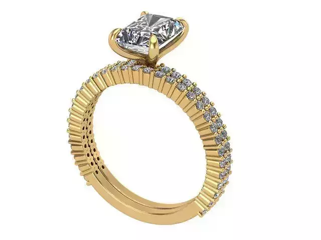 Golden Princess Cut Diamond Wedding Set