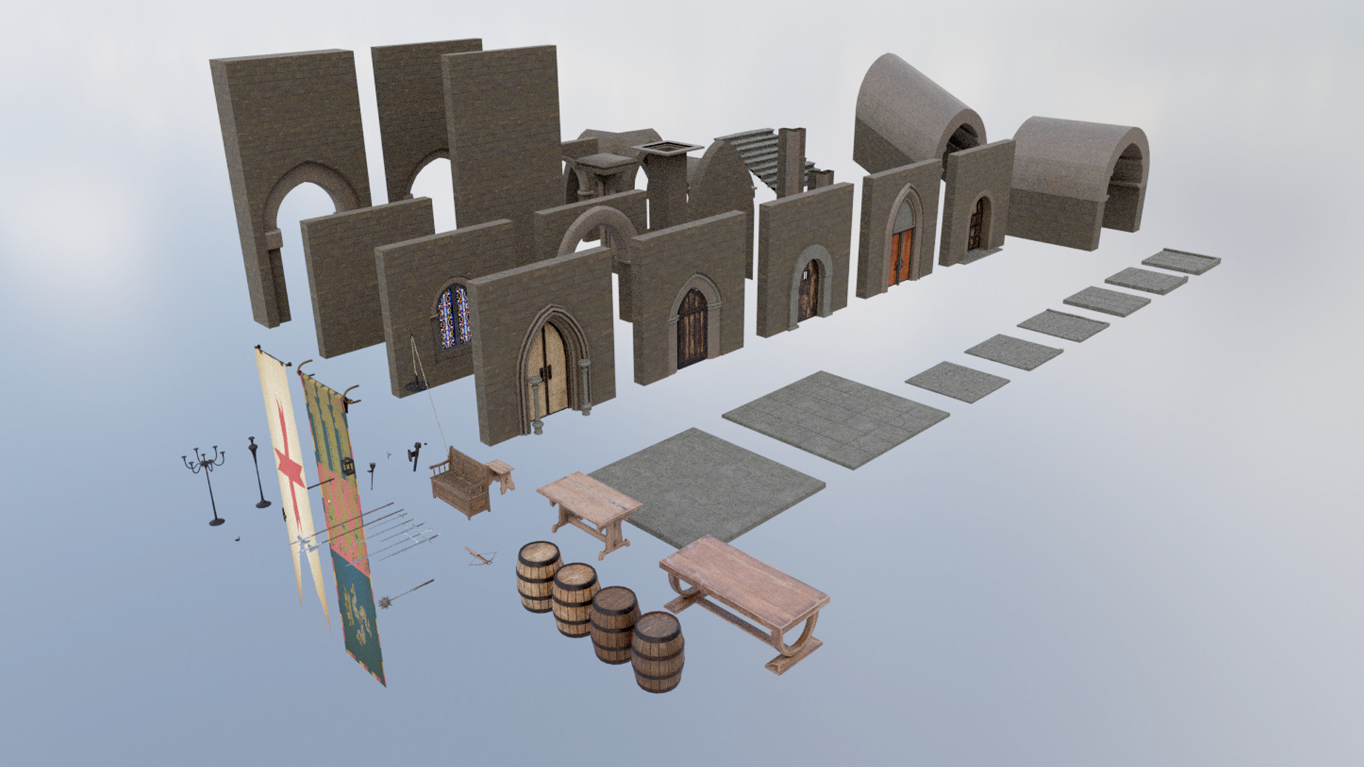 Dungeon - Modular Medieval Dungeons Low-poly 3D model_27