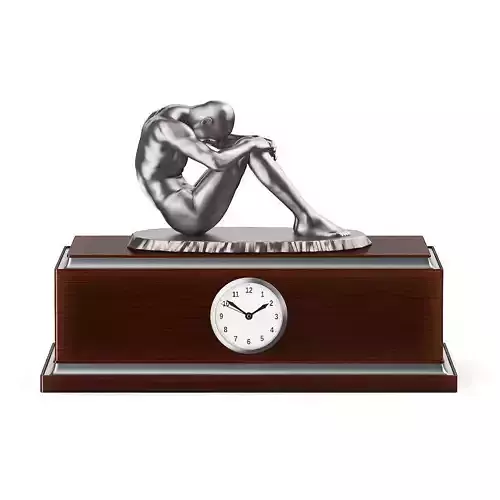 Clock with Metal Sculpture 3D model