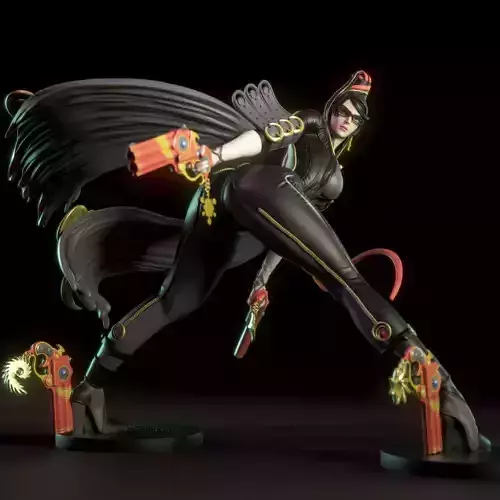 Bayonetta female figure holding gun 3D print model