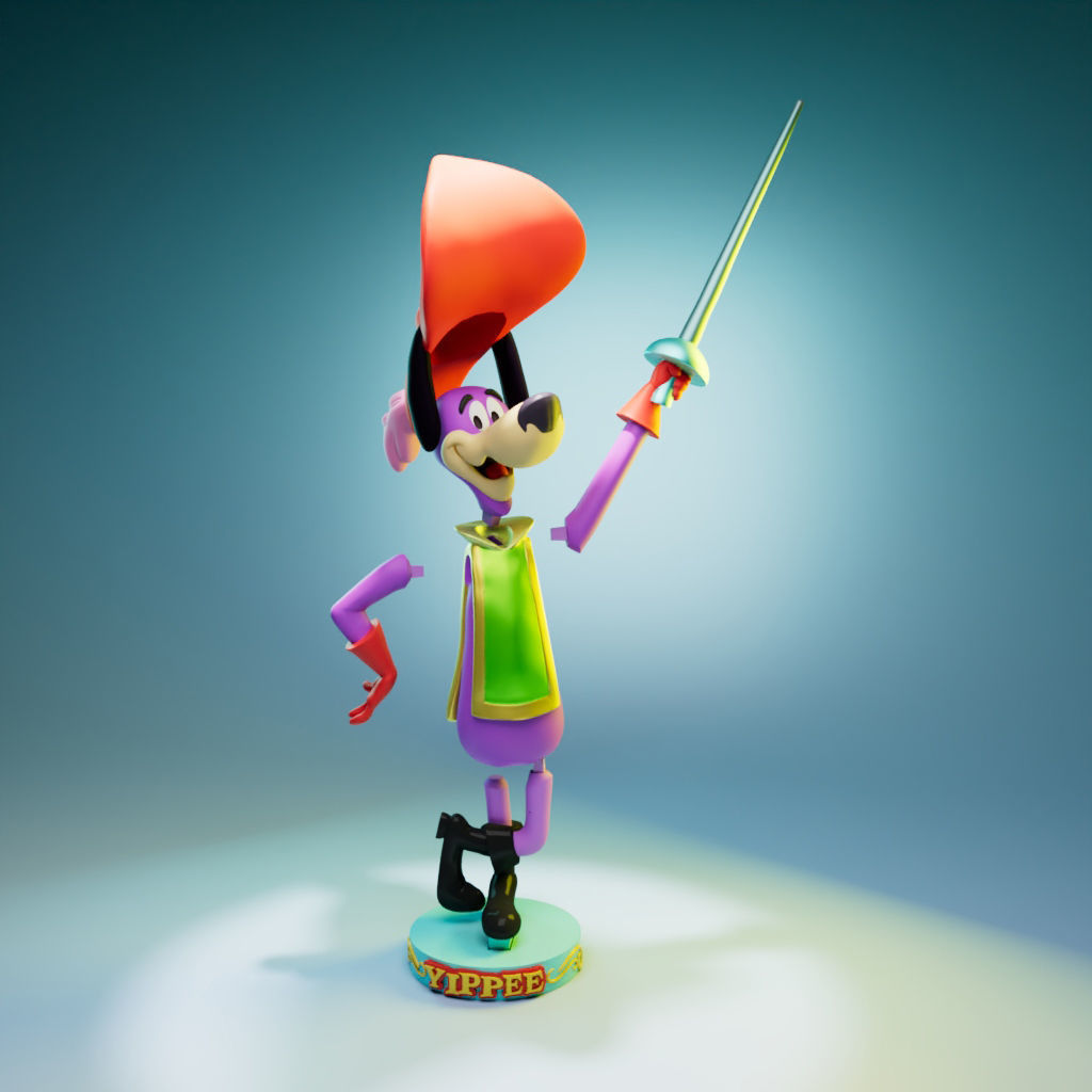 Yippee statue of cartoon character holding sword 3D print model_1
