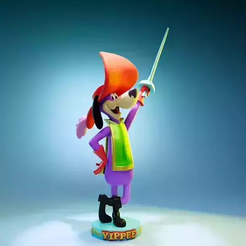 Yippee statue of cartoon character holding sword 3D print model
