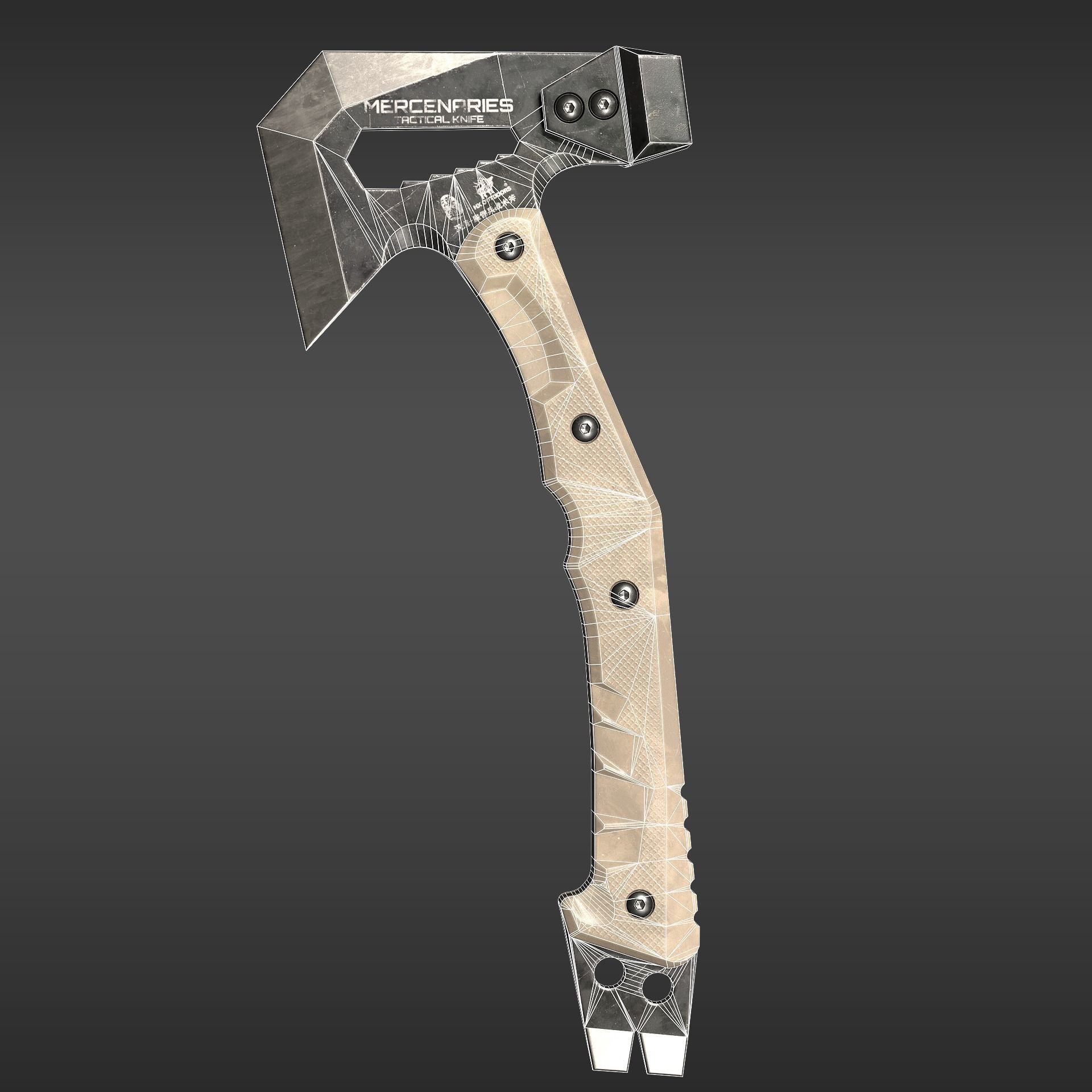 Mercenaries Tactical Axe Low-poly 3D model_9