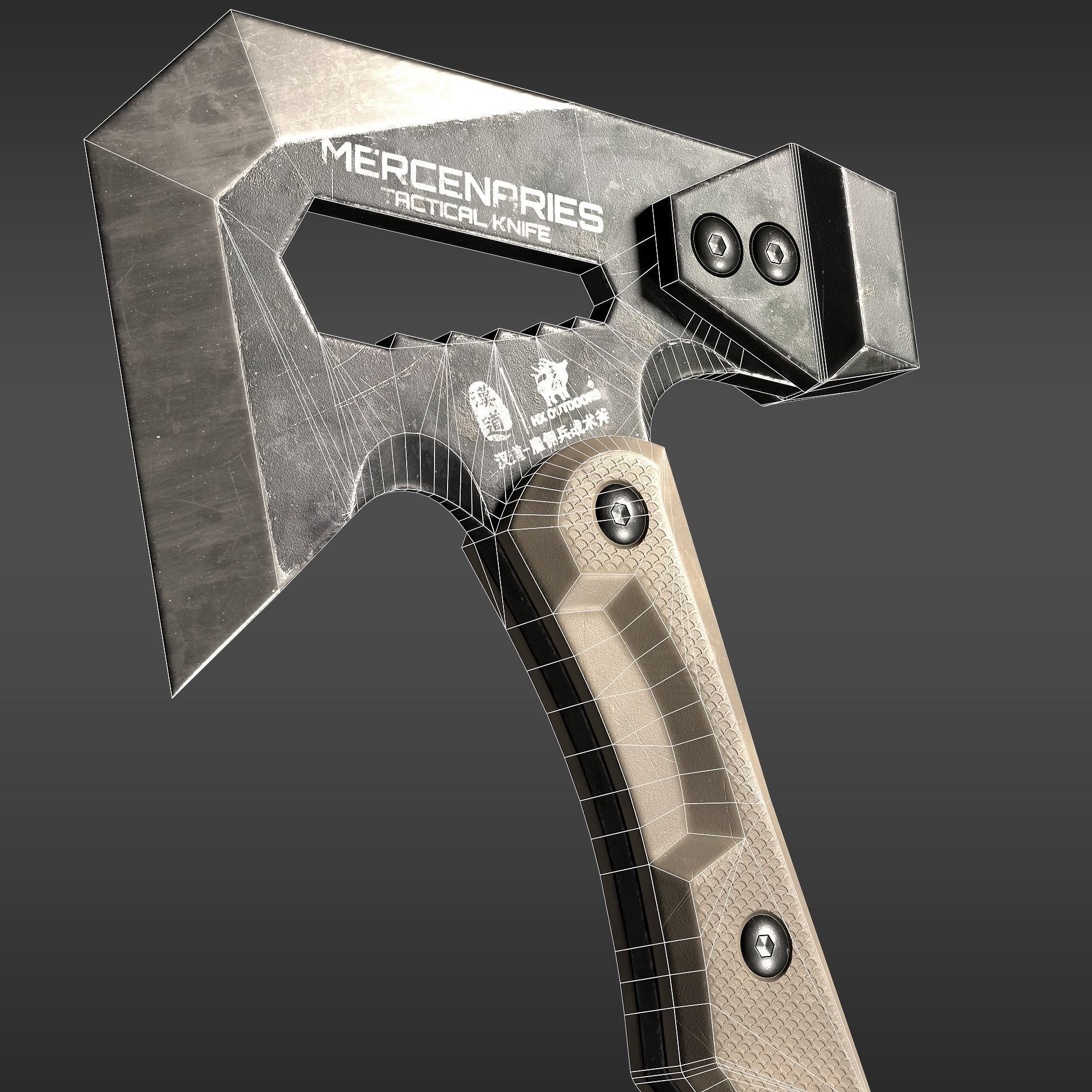 Mercenaries Tactical Axe Low-poly 3D model_10