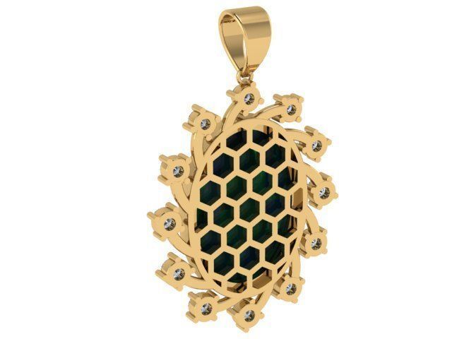 Diamonds and Oval Emerald Pendant 3D print model_1