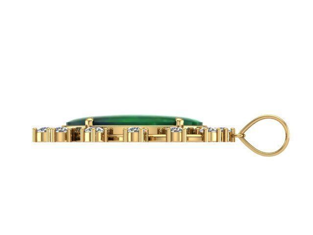 Diamonds and Oval Emerald Pendant 3D print model_2