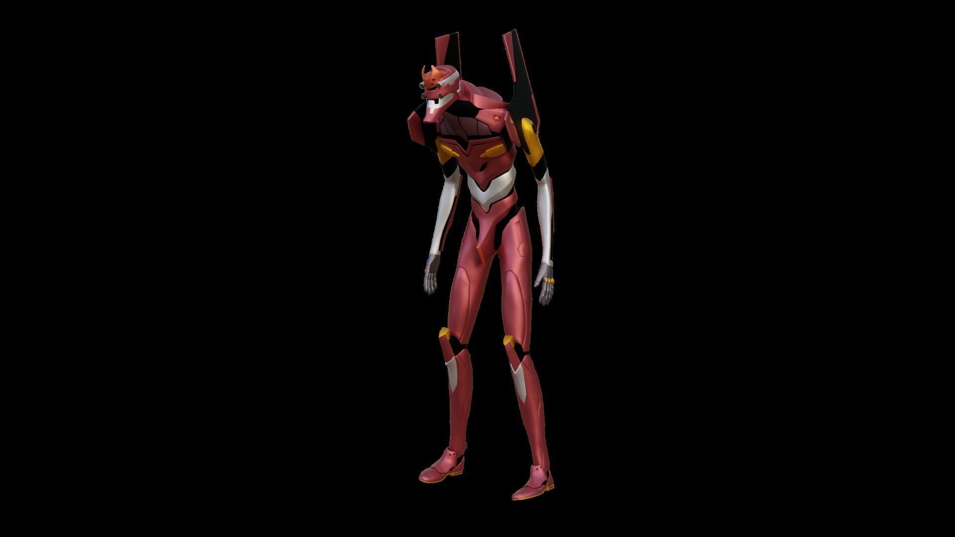 Rigged EVA 02 Unit Neon Genesis Evangelion Low-poly Low-poly 3D model_35
