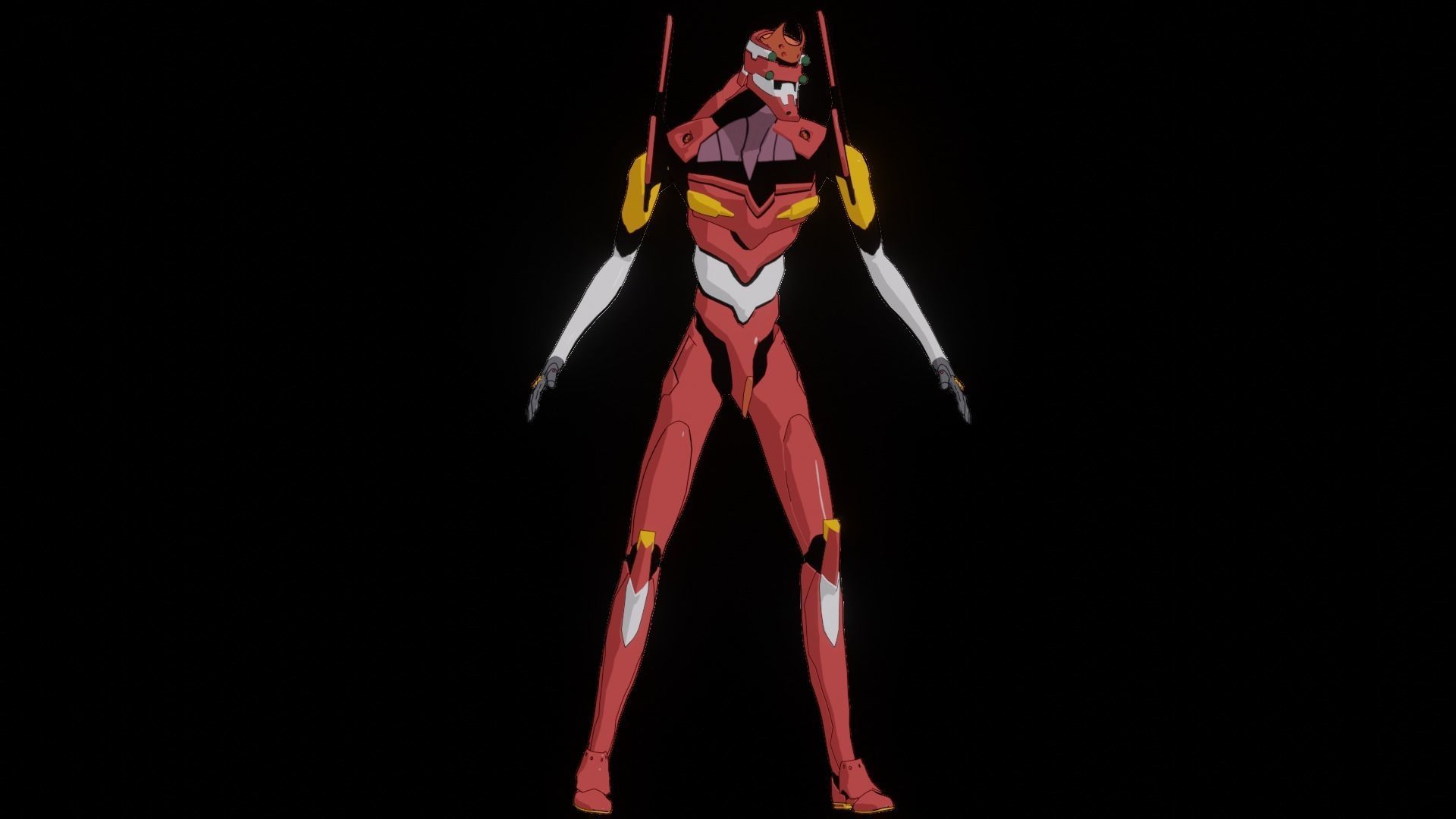 Rigged EVA 02 Unit Neon Genesis Evangelion Low-poly Low-poly 3D model_36