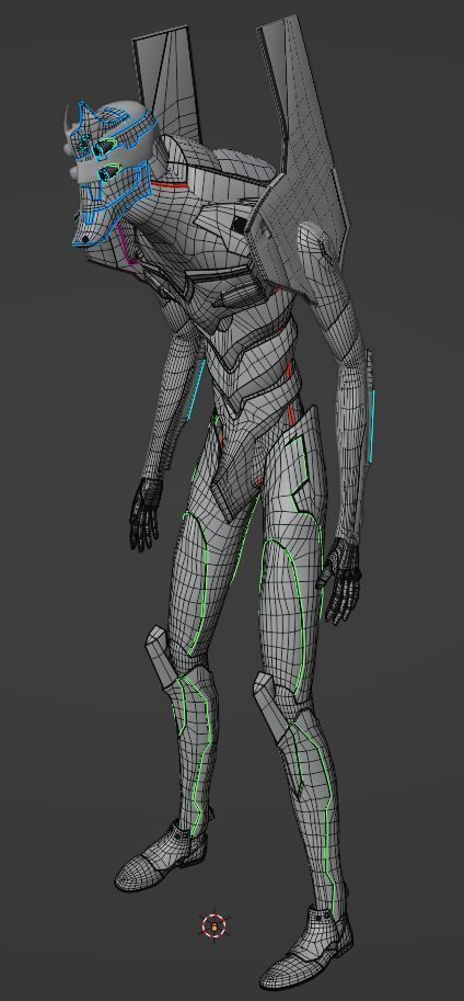 Rigged EVA 02 Unit Neon Genesis Evangelion Low-poly Low-poly 3D model_16