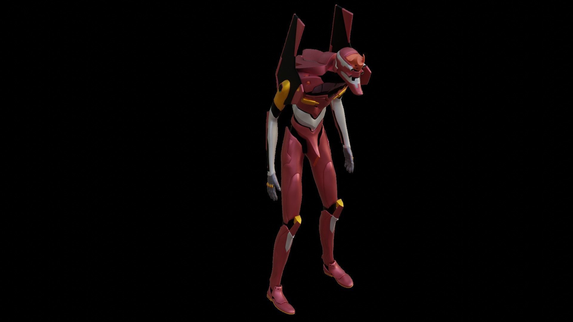 Rigged EVA 02 Unit Neon Genesis Evangelion Low-poly Low-poly 3D model_40