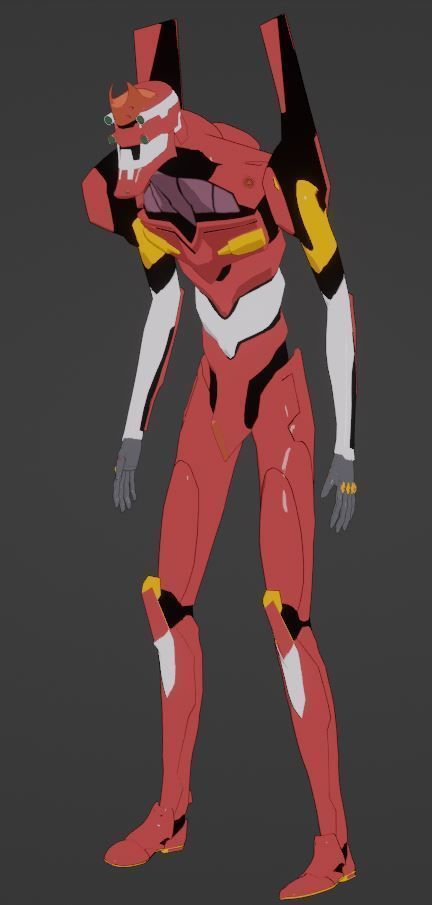 Rigged EVA 02 Unit Neon Genesis Evangelion Low-poly Low-poly 3D model_17