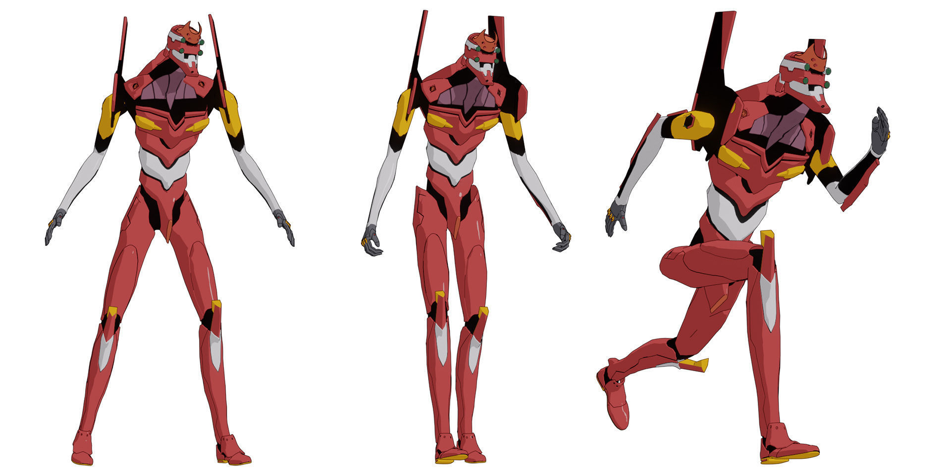 Rigged EVA 02 Unit Neon Genesis Evangelion Low-poly Low-poly 3D model_3