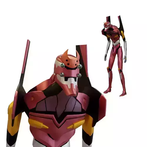Rigged EVA 02 Unit Neon Genesis Evangelion Low-poly Low-poly 3D model