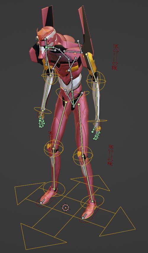 Rigged EVA 02 Unit Neon Genesis Evangelion Low-poly Low-poly 3D model_14