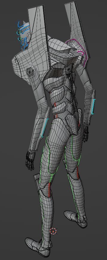 Rigged EVA 02 Unit Neon Genesis Evangelion Low-poly Low-poly 3D model_15