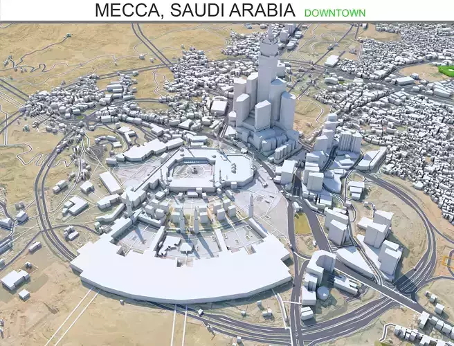 Mecca Downtown Saudi Arabia Low-poly 3D model