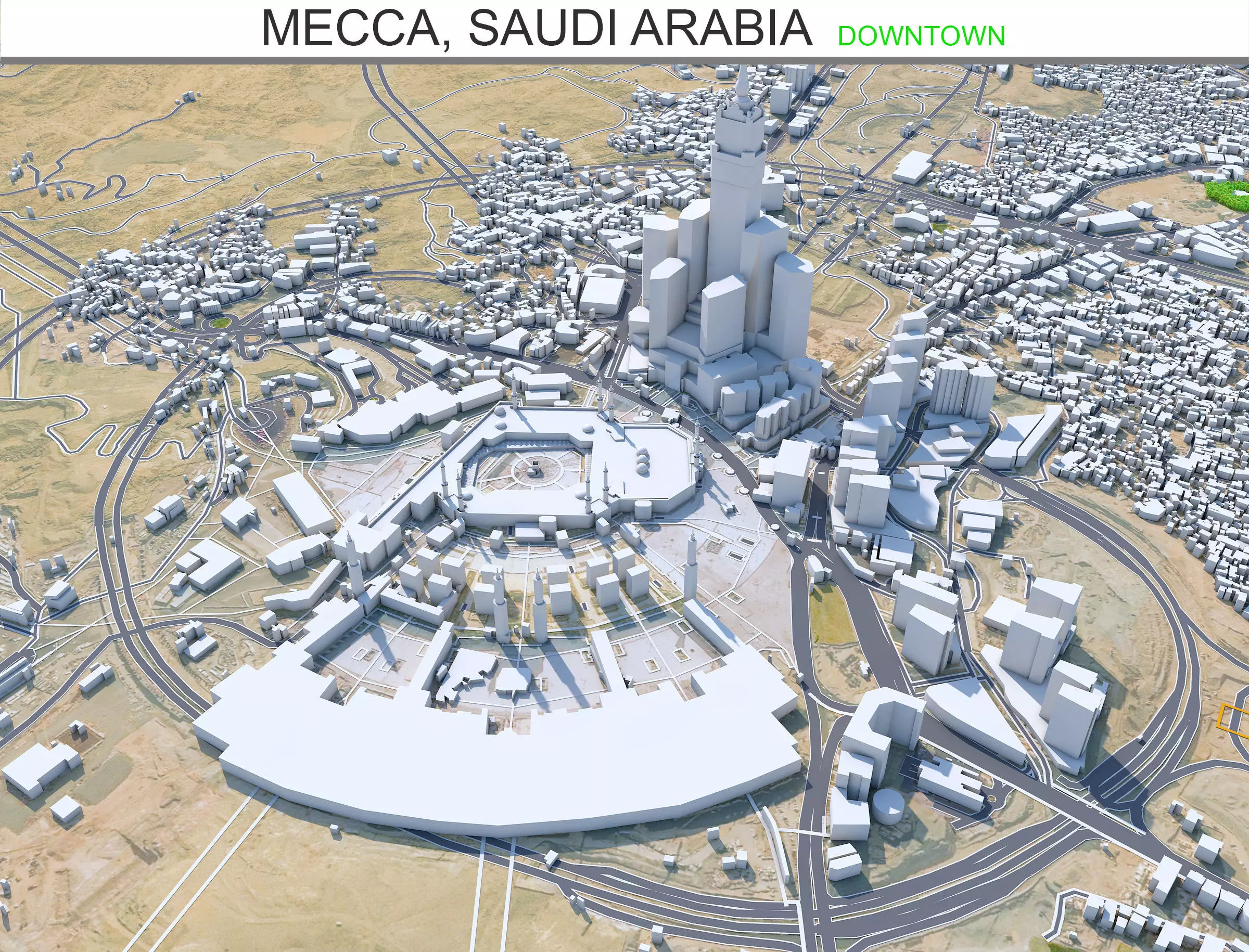 Mecca Downtown Saudi Arabia Low-poly 3D model_0