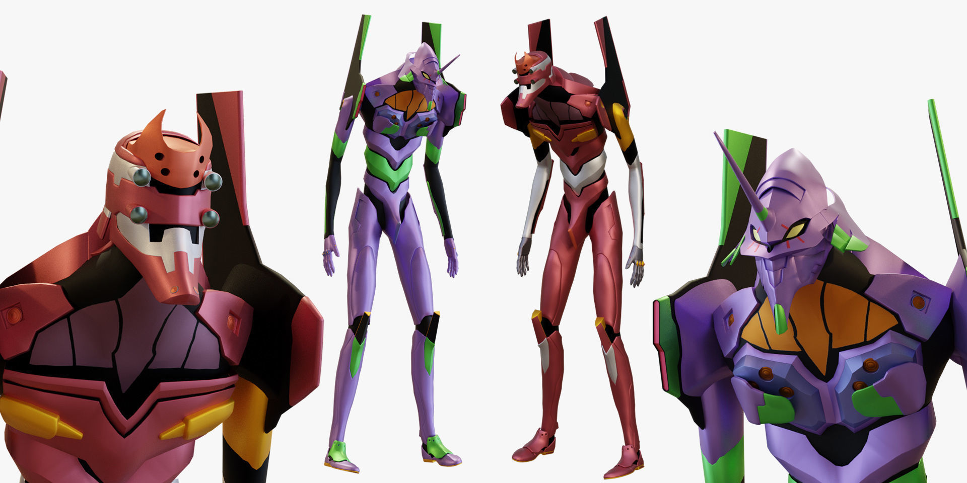Rigged EVA 01 plus EVA 02 from Neon Genesis Evangelion 3D Model Collection_7