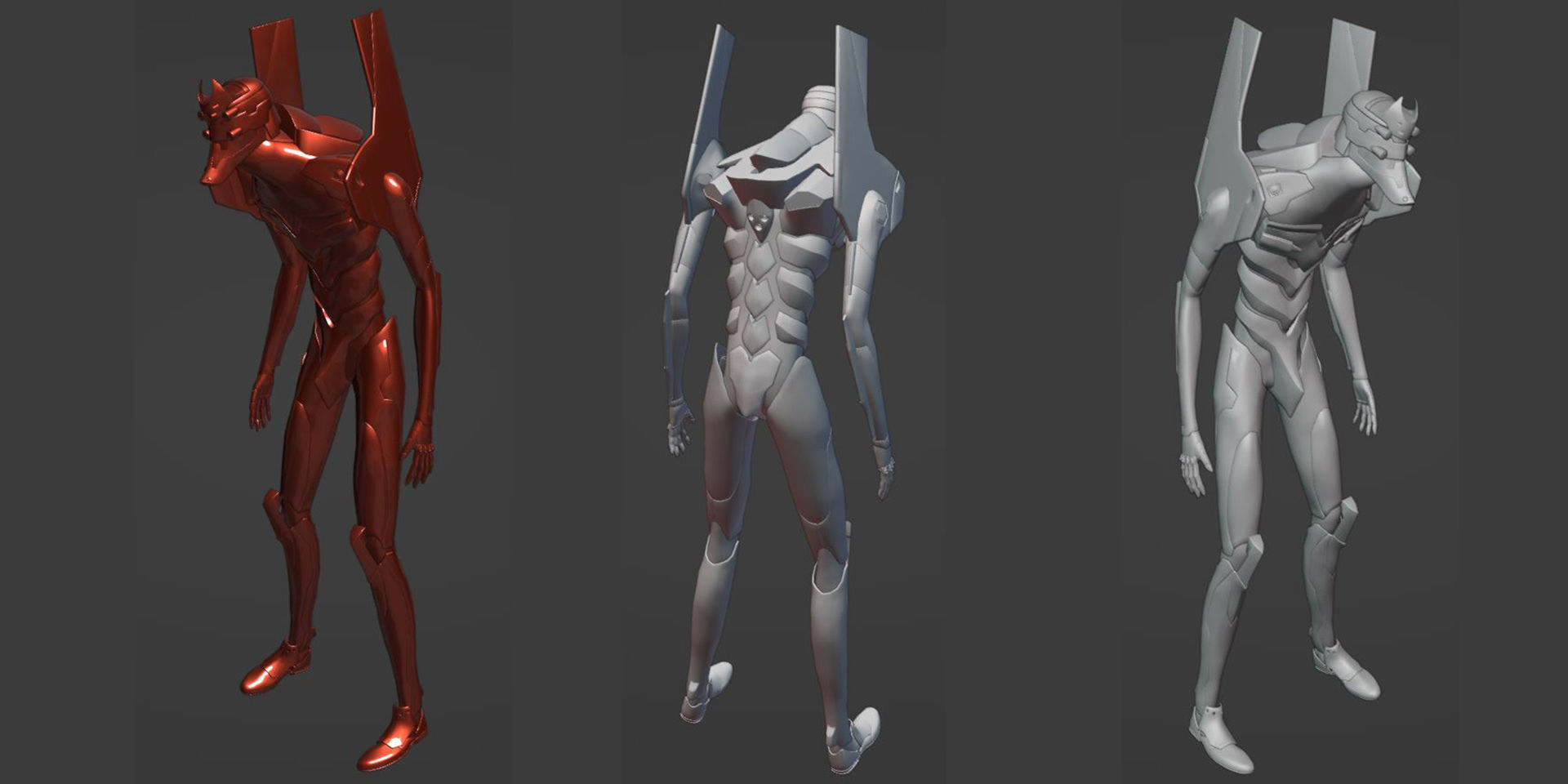 Rigged EVA 01 plus EVA 02 from Neon Genesis Evangelion 3D Model Collection_28